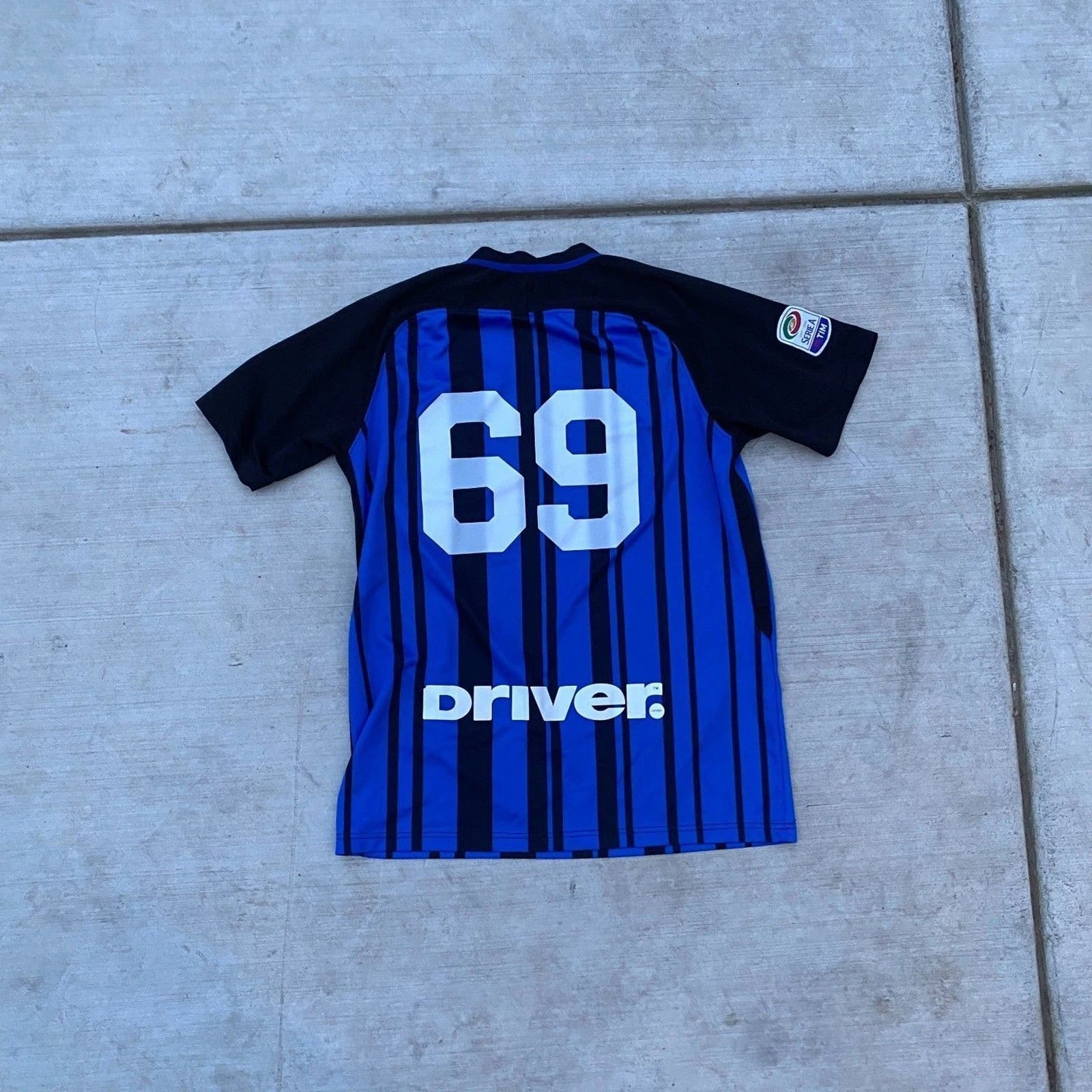 69 Inter Milan Joke Gag Jersey Blue Black Striped Football Shirt Men’s Medium