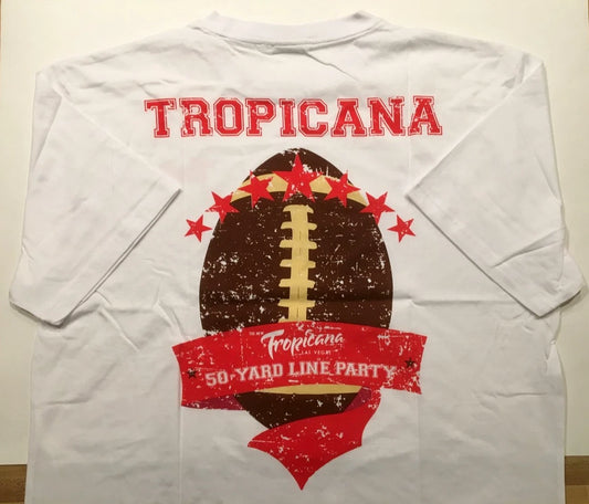 Las Vegas Tropicana Casino Football T-shirt White Men's XL 50 YARD LINE PARTY