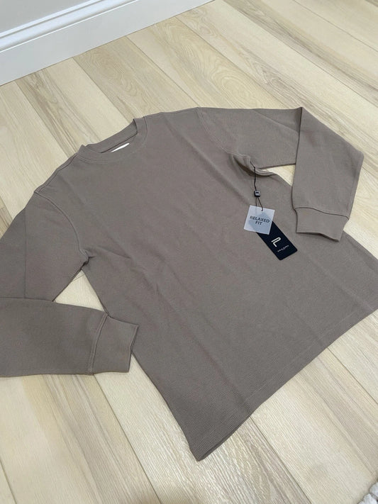 Public Supply Shirt Mens Small Brown Long Sleeve Crew Neck NWT