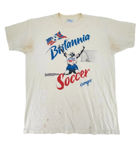 Vintage 90s Britannia Soccer Football Camp FIFA Sports Club Shirt Size Large