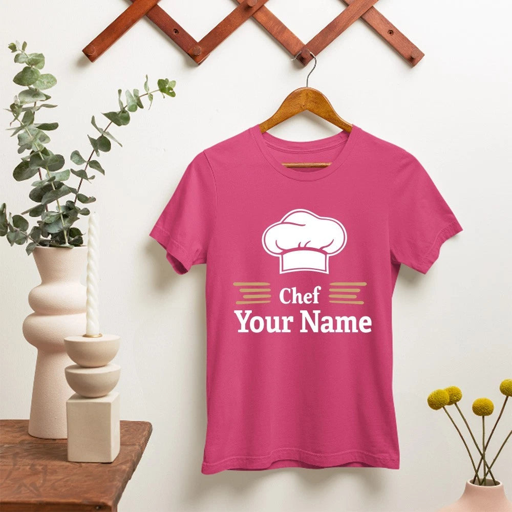 Personalised Custom Chef T-Shirt Kitchen Cooking Catering Staff Workwear