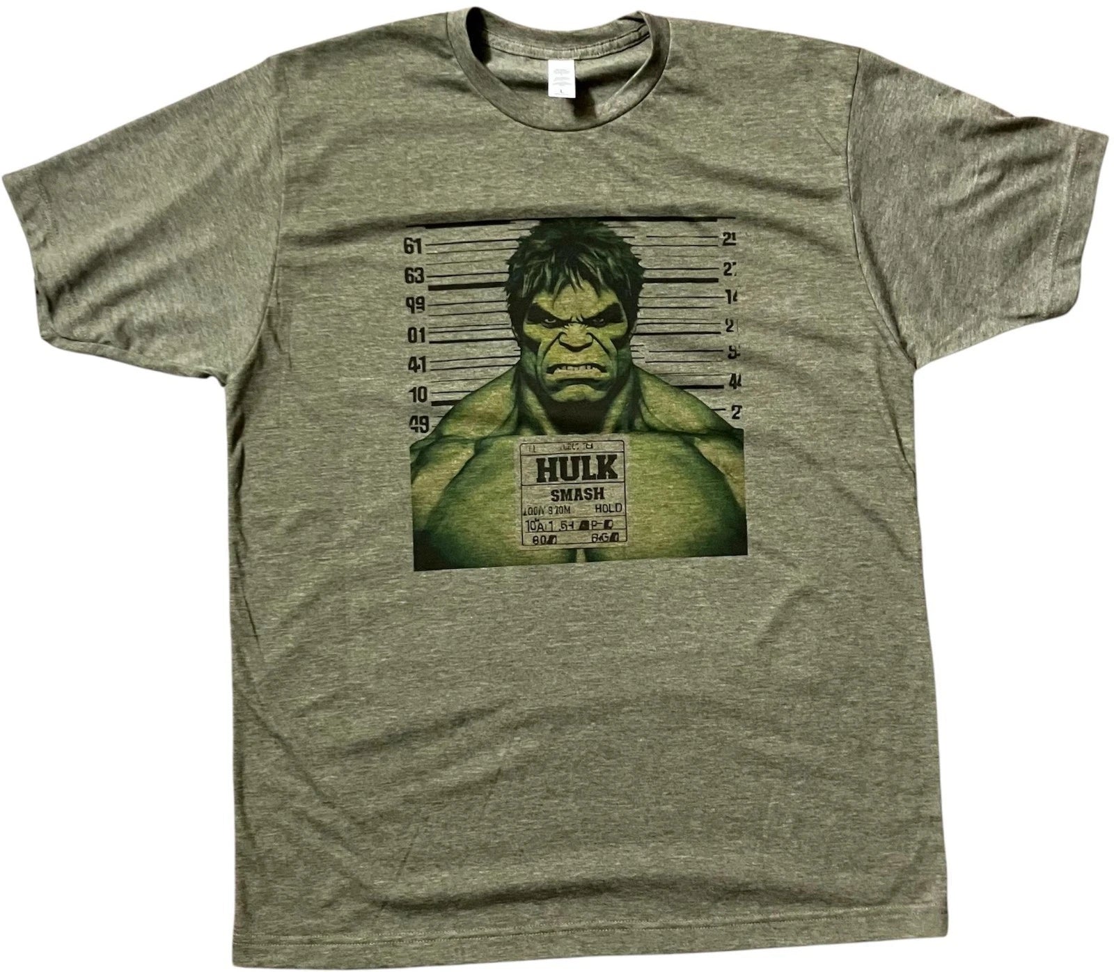 Men's Hulk T-shirt Mugshot  Incredible Hulk Marvel Comics Color Gray Retro Gift