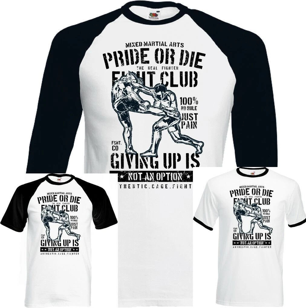 MMA T-Shirt Gym Pride or Die Mens Funny Training Top Boxing Muay Thai UFC Judo