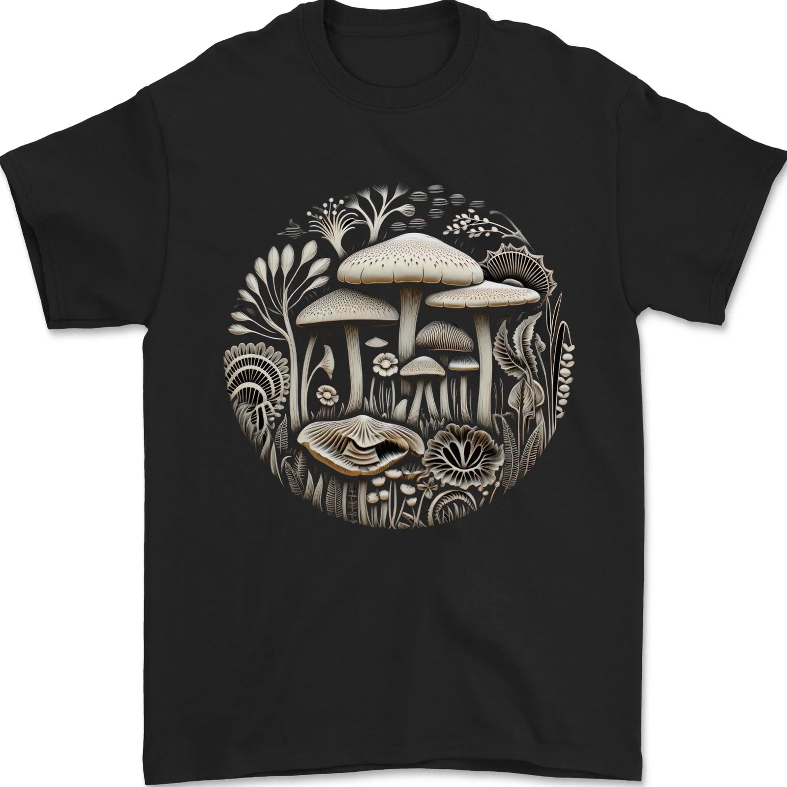 Mushroom Circle Foraging Fungi Forage Mens T-Shirt 100% Cotton