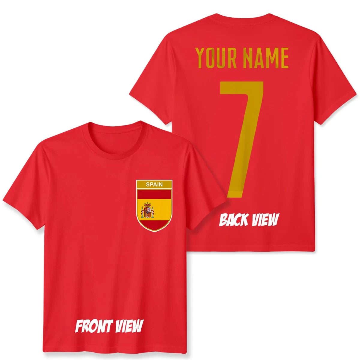 Personalised Spain Football Unisex Kids T-Shirt Name Number Tee #WC