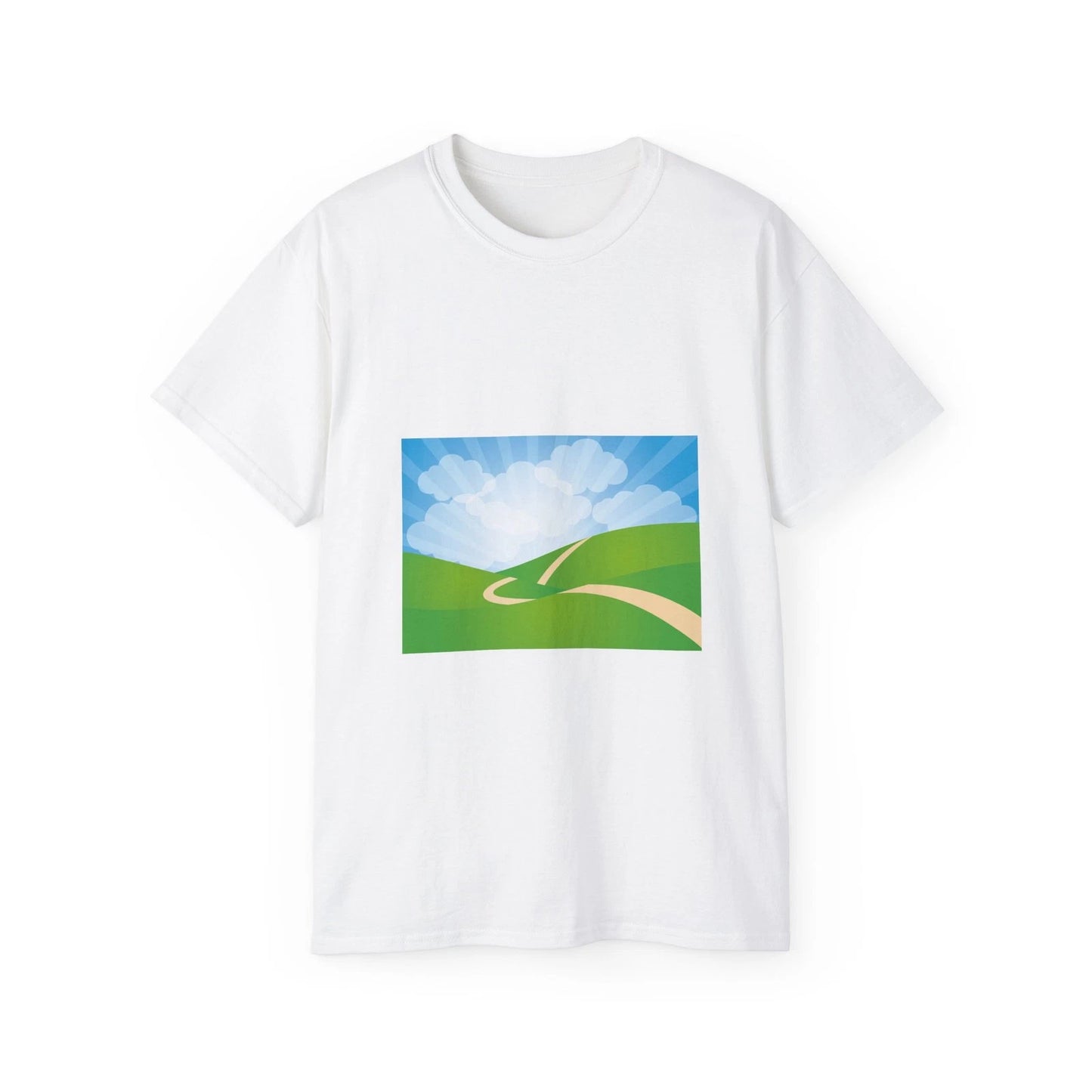 Landscape Hills Sky Clouds Hilly Away | Custom Graphic T-Shirt