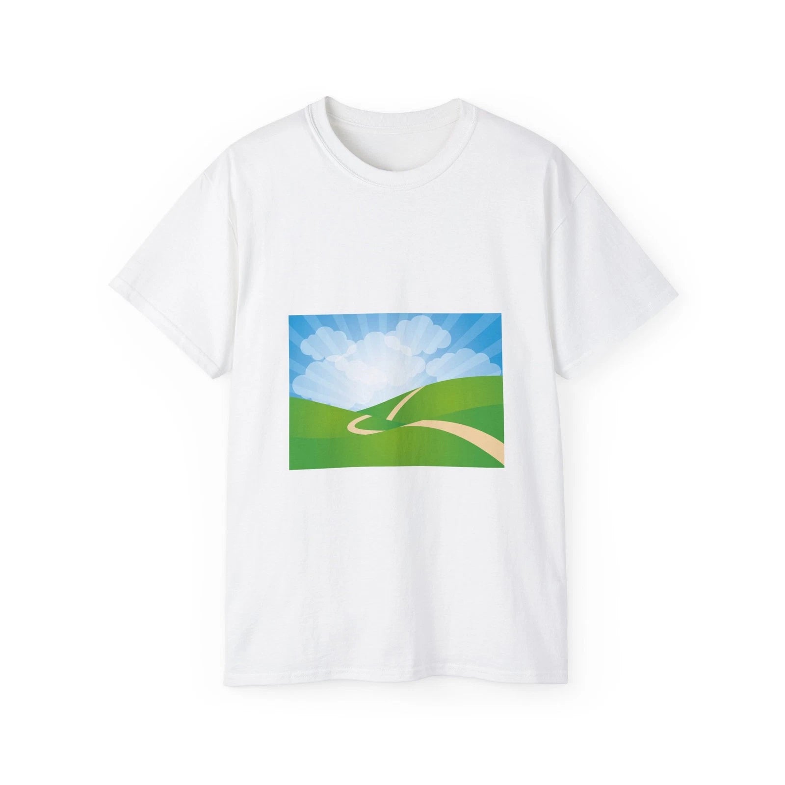 Landscape Hills Sky Clouds Hilly Away | Custom Graphic T-Shirt