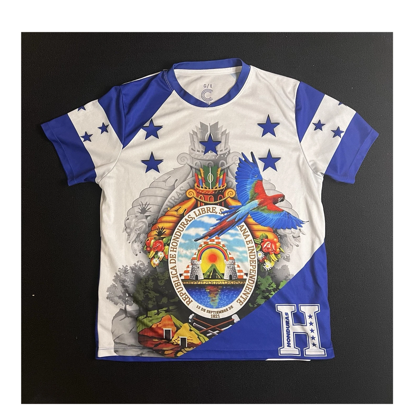 Honduras Soccer Jersey Shirt Men’s Large Blue White All Over Print Futbol