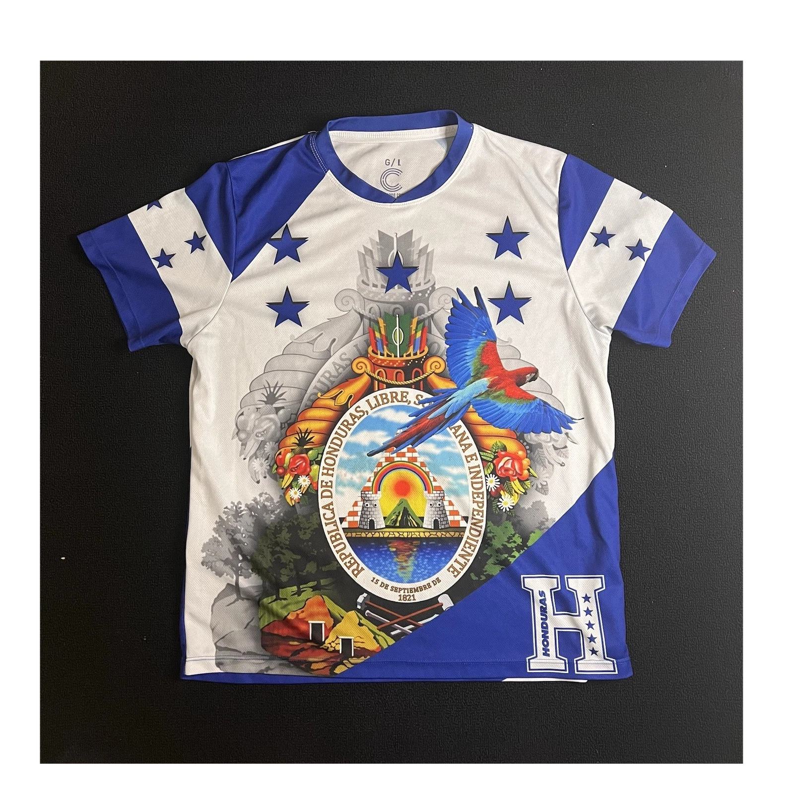 Honduras Soccer Jersey Shirt Men’s Large Blue White All Over Print Futbol