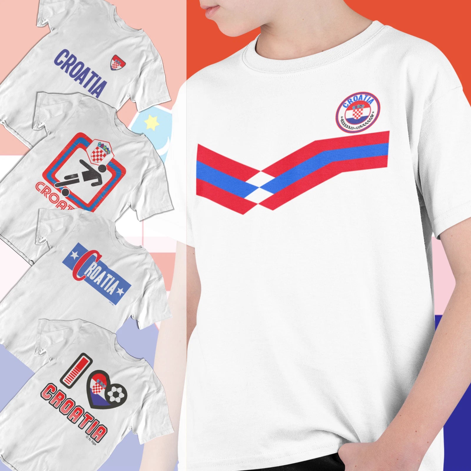 Boys or Girls CROATIA Football Kids T-Shirt Croatian Euro World Cup 2026 Kit