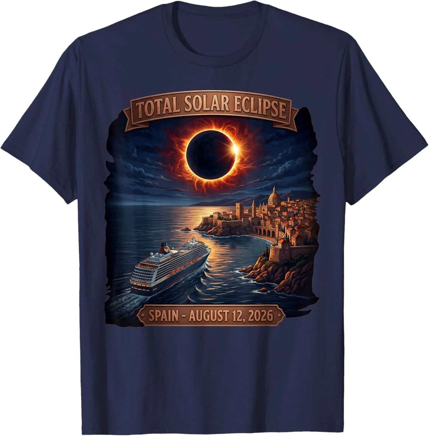 Spain Total Solar Eclipse 2026 Cruise Matching Family T-Shirt