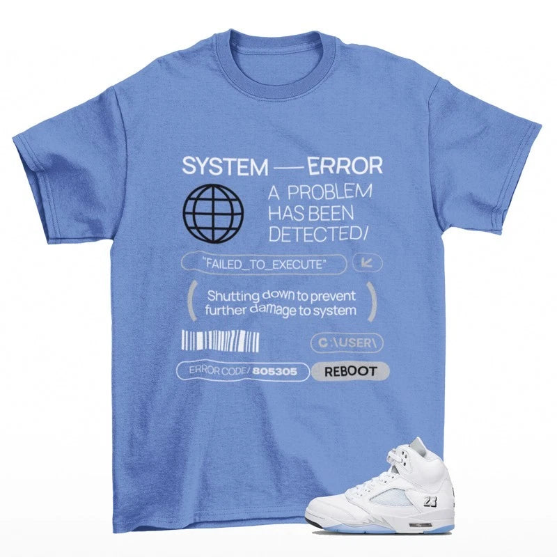 Reboot Sneaker Shirt Blue to Match Jordan 5 Retro White Metallic HQ7978-103