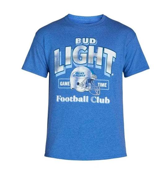 Bud Light Shirt Mens Medium Royal Heather Blue Beer Game Time Football Club New