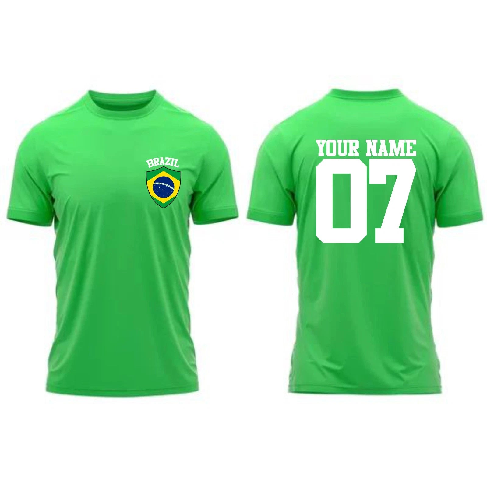 Personalized Team Brazil T-Shirt Your Name Number Football Supporters Fans Top
