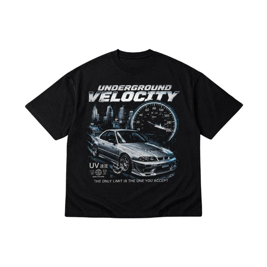 Underground Velocity Graphic Oversized T Shirt Black Vintage JDM Streetwear Tee