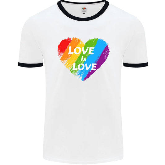 LGBT Love Is Love Gay Pride Day Awareness Mens Ringer T-Shirt