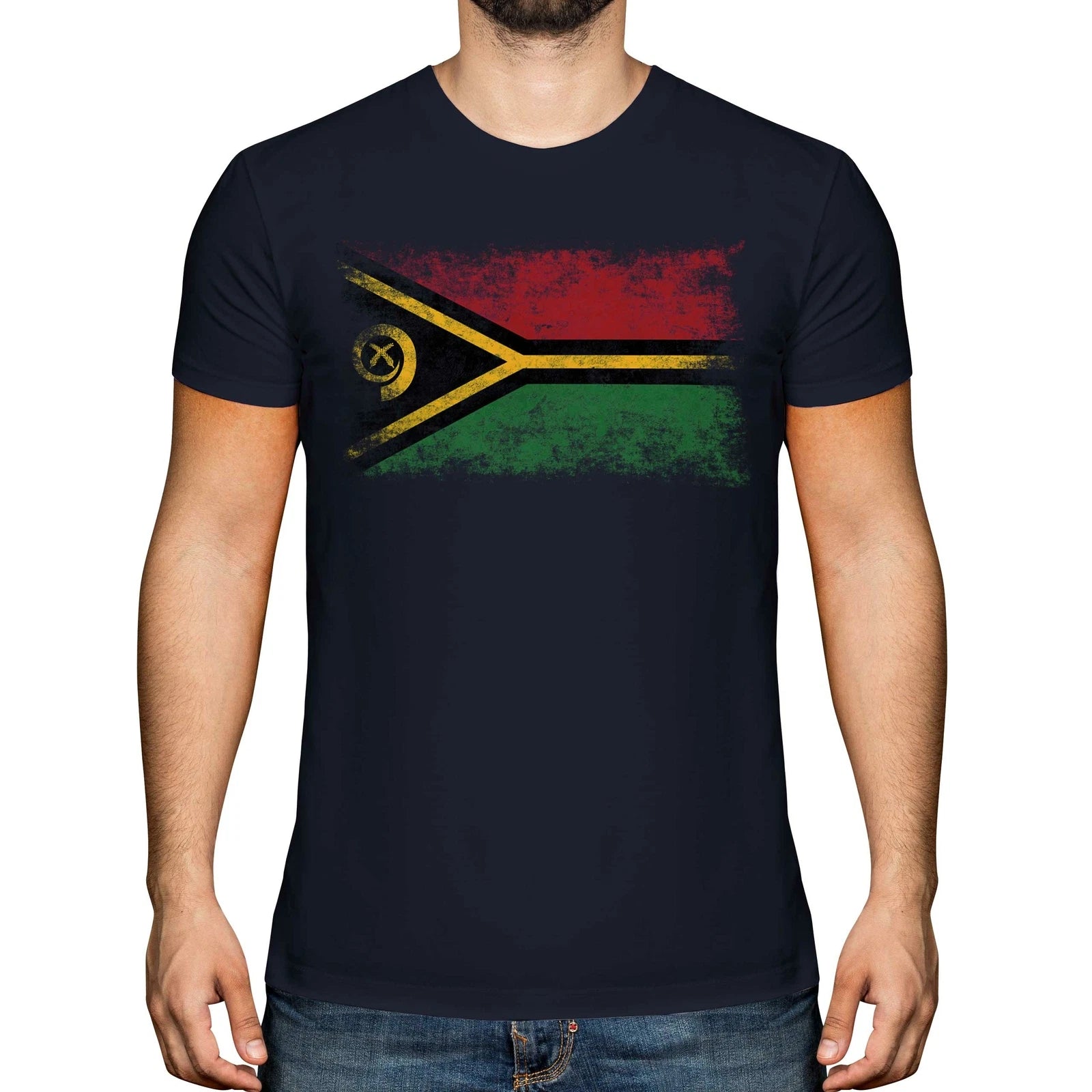 VANUATU DISTRESSED FLAG MENS T-SHIRT TOP NI-VANUATU VANUATUAN GIFT SHIRT