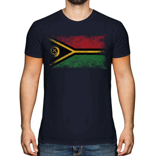 VANUATU DISTRESSED FLAG MENS T-SHIRT TOP NI-VANUATU VANUATUAN GIFT SHIRT