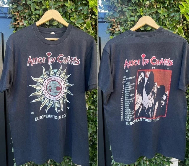 Alice In Chains - 1993 European Tour REPRINT T shirt