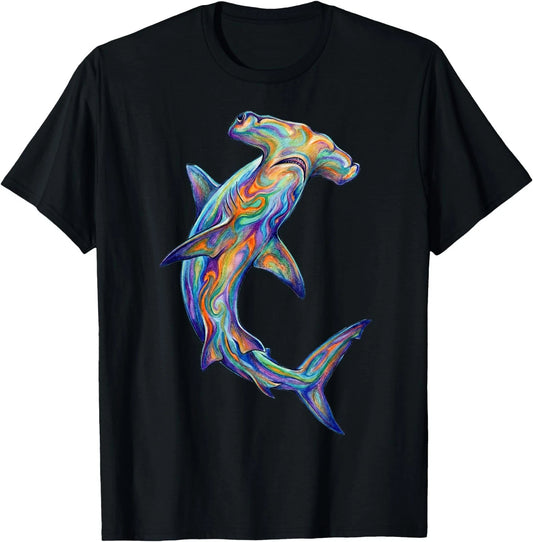 Hammerhead Shark Abstract Ocean Art Marine Life Colorful T-Shirt