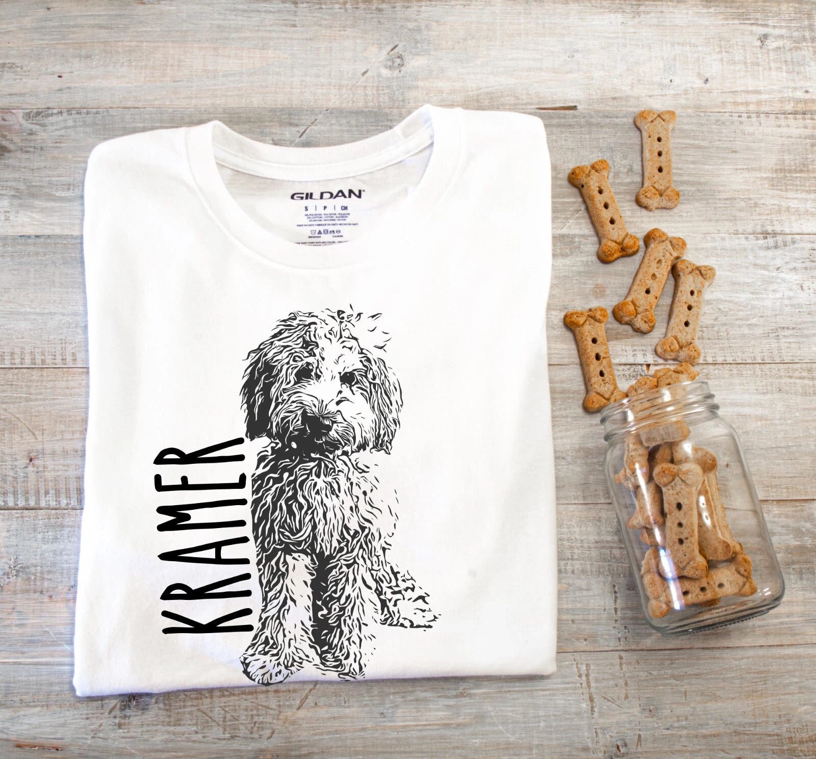 Personalized Doodle Dog T-Shirt Unisex Gray or White Labradoodle Goldendoodle