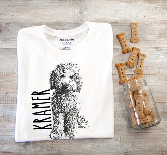 Personalized Doodle Dog T-Shirt Unisex Gray or White Labradoodle Goldendoodle