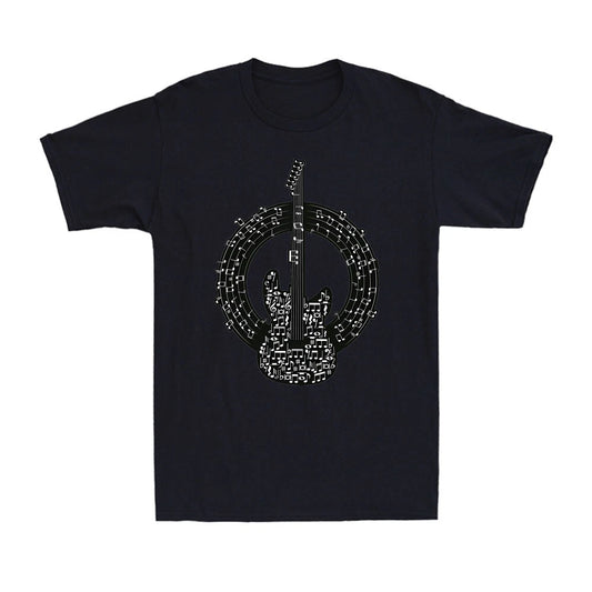 Guitar Notes Electric Guitarist Player Rock Musician Men's Cotton T-Shirt