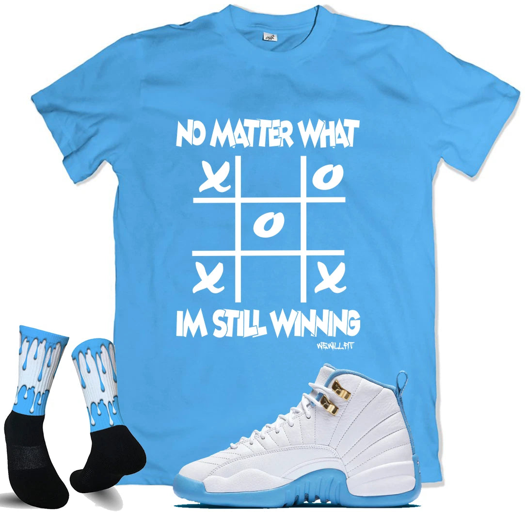 We Will Fit shirt to match Jordan 12 Melo  White/ University Blue
