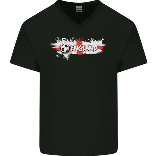 England Flag Football Mens V-Neck Cotton T-Shirt