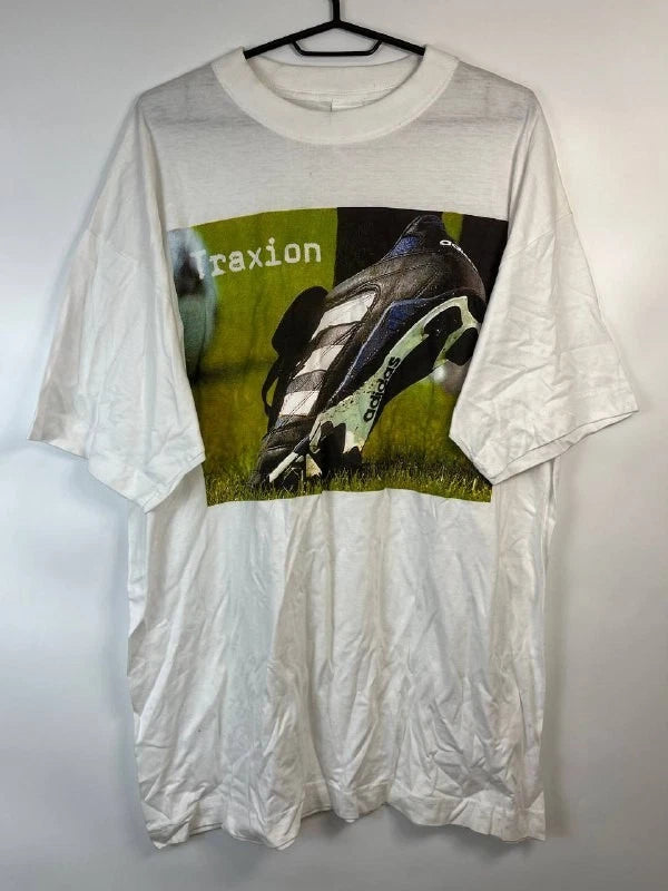 VINTAGE ADIDAS SOCCER T-SHIRT GRAPHIC 90s FOOTBALL SIZE L