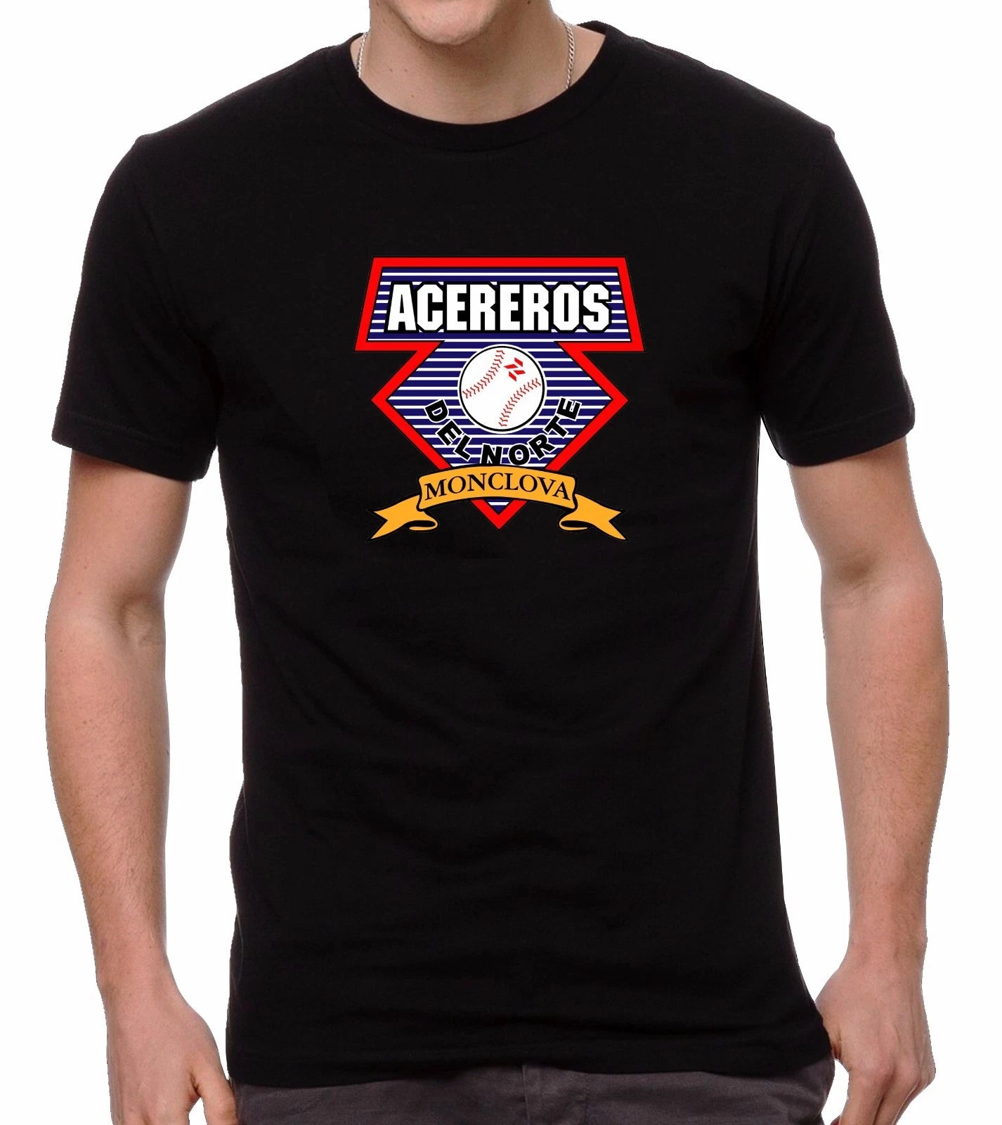 ACEREROS DE MONCLOVA Baseball Men's T-shirt Crew Neck 100% Cotton