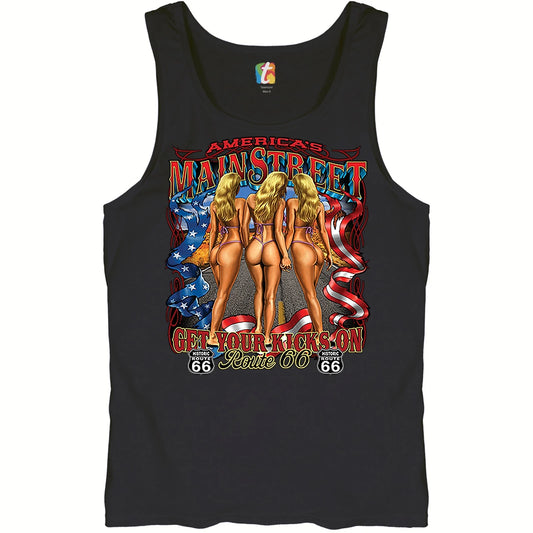 Get Your Kicks on Route 66 Tank Top Sexy Girls in Bikinis Biker Men's Top
