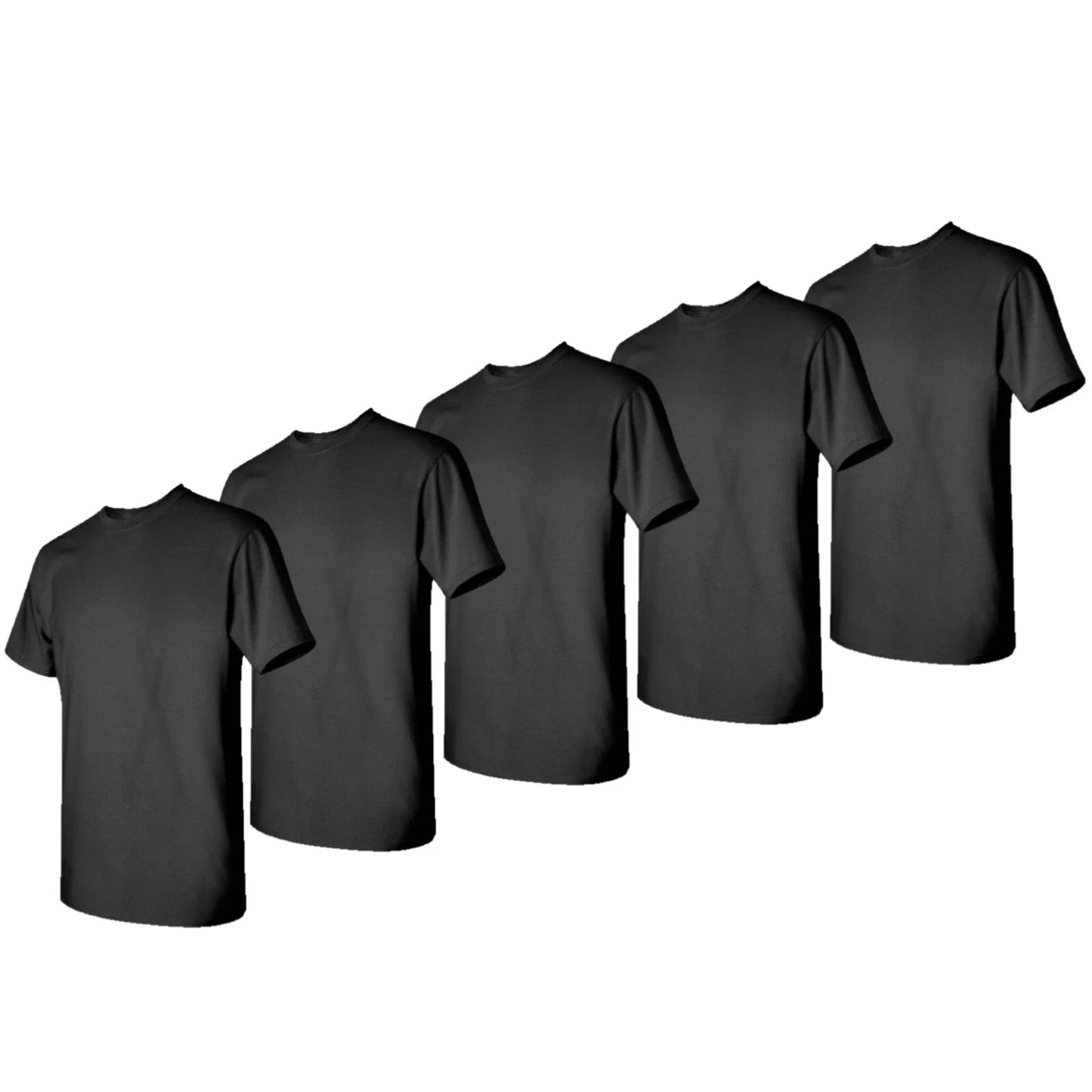 Gildan LARGE (10-pack) Black Solid Heavy Cotton Short Sleeve Blank T-Shirt L