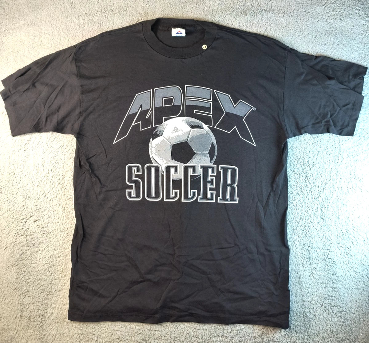 Vintage 90s APEX ONE Soccer T-Shirt Men’s Size XL Black USA