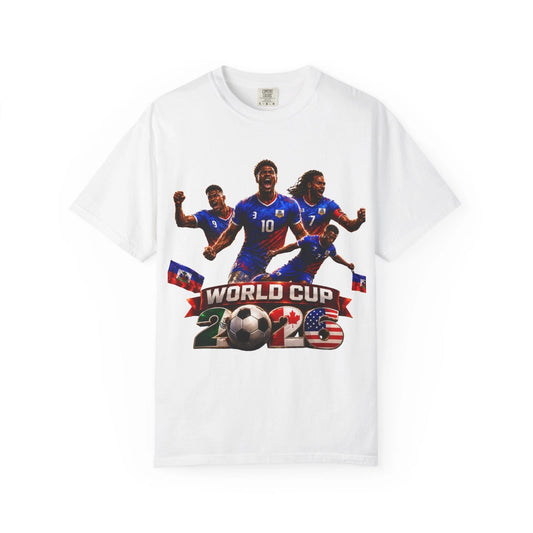 Haiti World Cup 2026 Soccer T-Shirt | Haitian Flag Crest Back