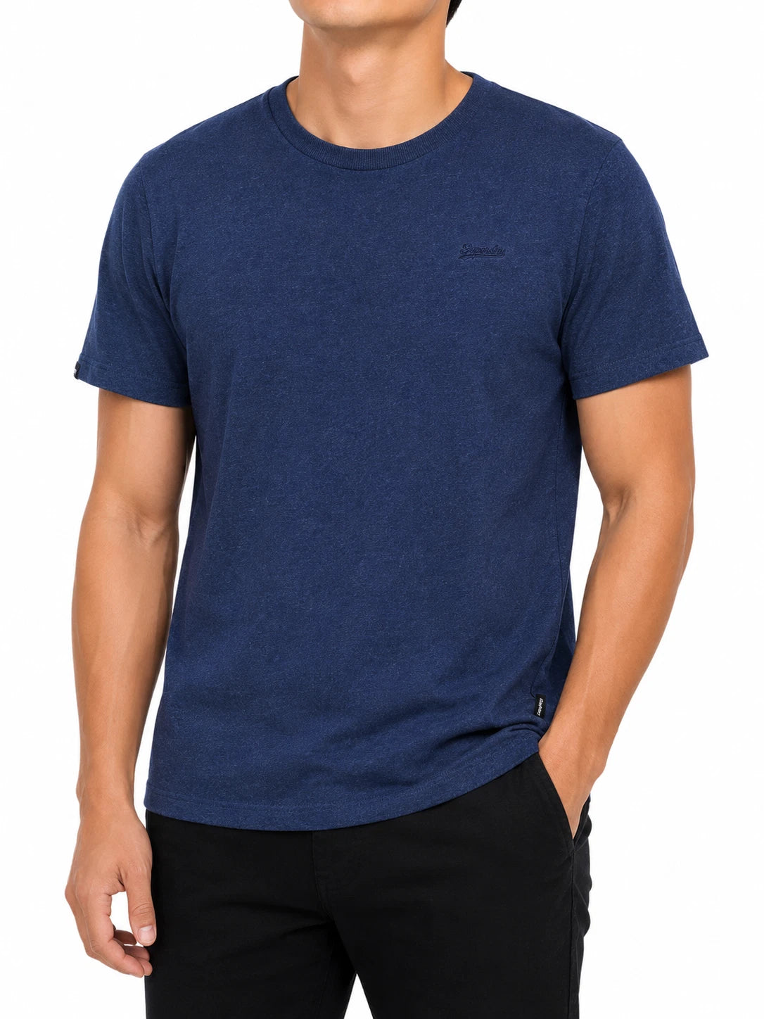 Superdry Mens Blue Organic Cotton Logo T-Shirt Crew Neck Size M Regular