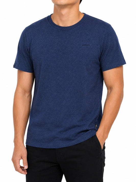 Superdry Mens Blue Organic Cotton Logo T-Shirt Crew Neck Size M Regular
