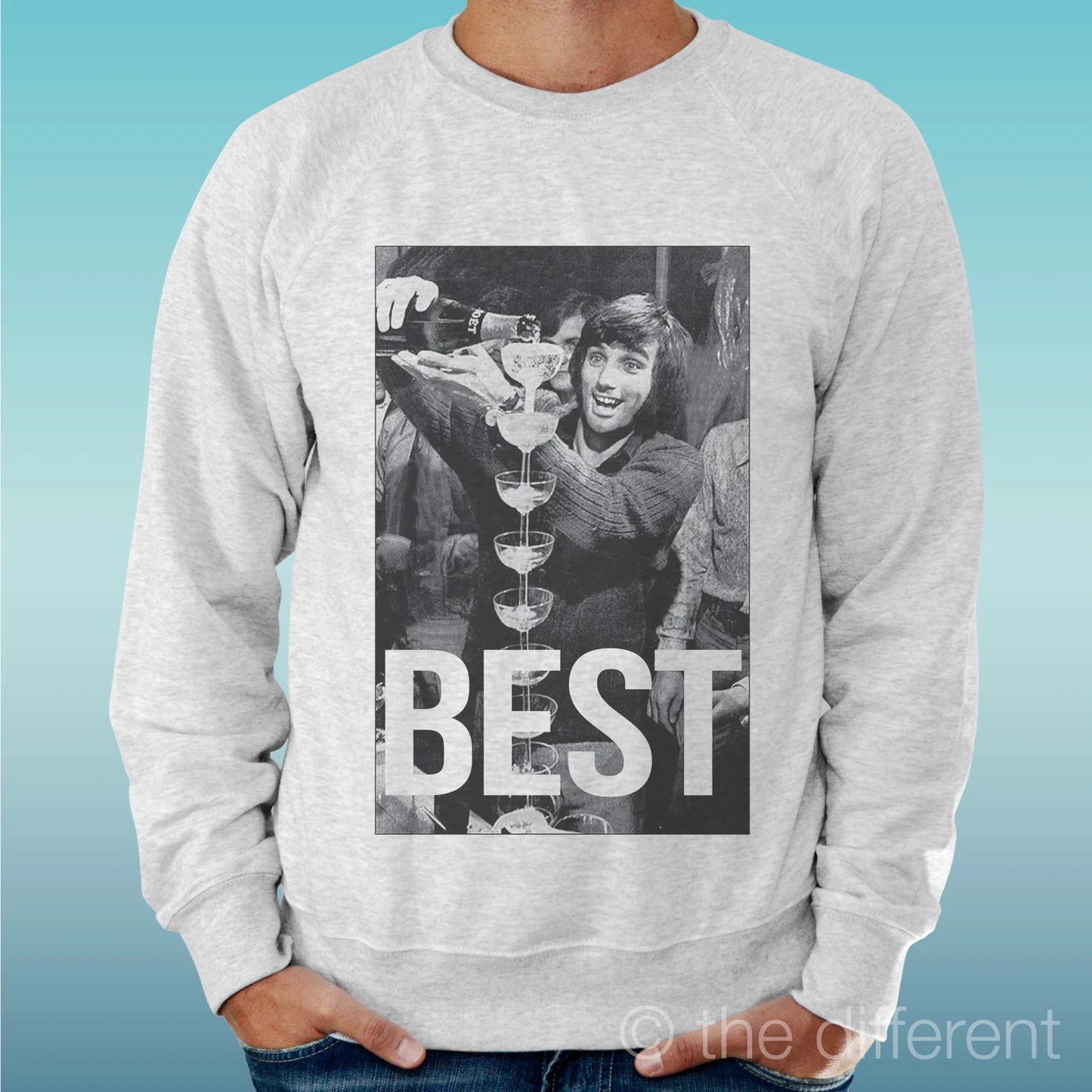 Felpa Man Light Sweater Light Grey " Best Champagne " Road To Happiness