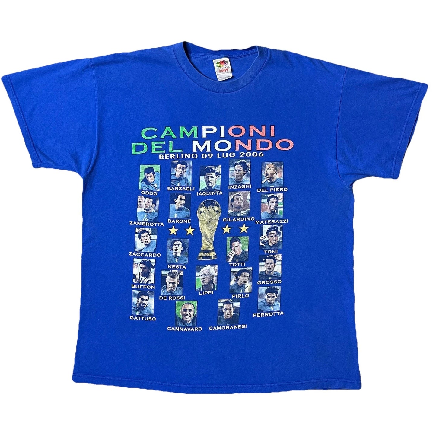 Vintage 2006 Italy Campioni Del Mondo World Cup Champions T-Shirt Blue XL Rare