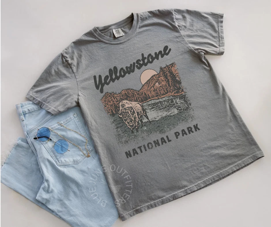 YELLOWSTONE NATIONAL PARK | COMFORT COLORS® RETRO NATURE LOVER TEE | YBUFFALO