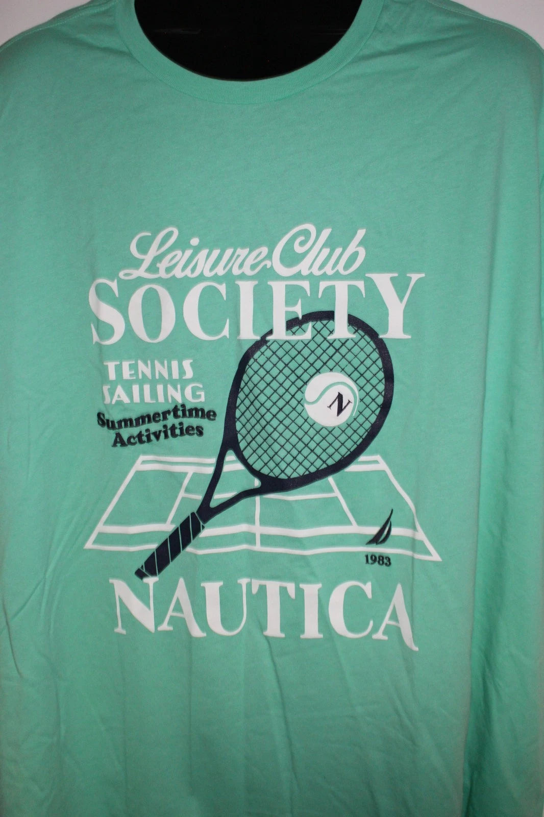 NAUTICA MEN'S LIGHT GREEN S/S GRAPHIC T-SHIRT SZ: 4XL 4X NWT RARE FIND