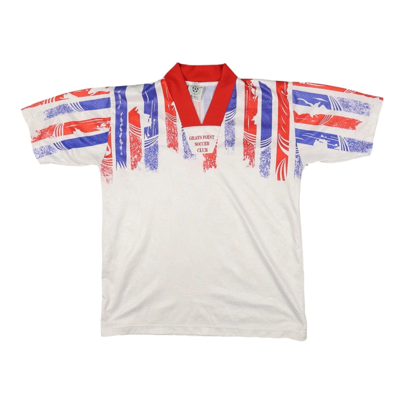vtg Grays point Soccer Club jersey Men LARGE White Football V neck sports size L