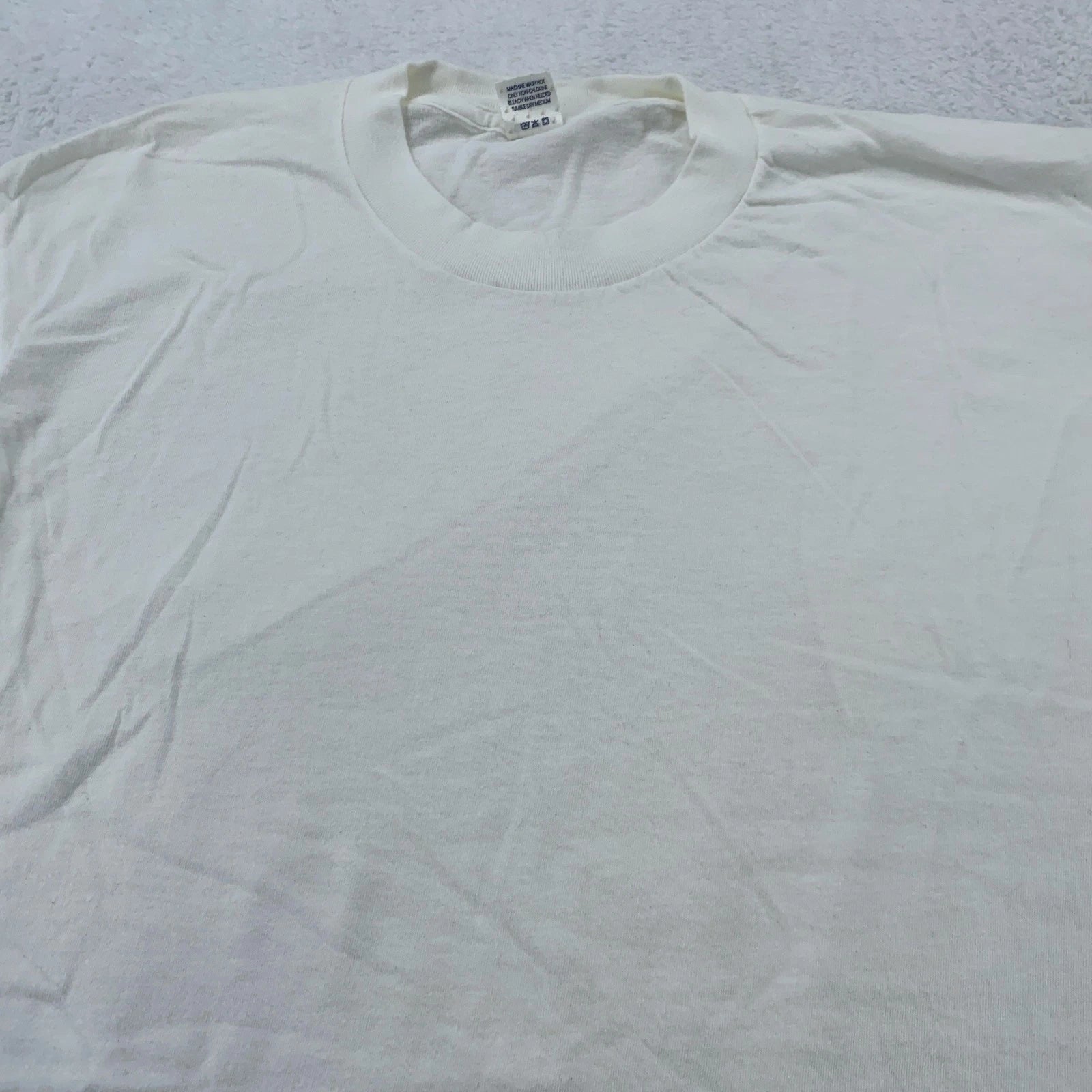 Vintage Blank White Jockey T-Shirt Mens M USA 100% Cotton Classic Crew Tee 90s