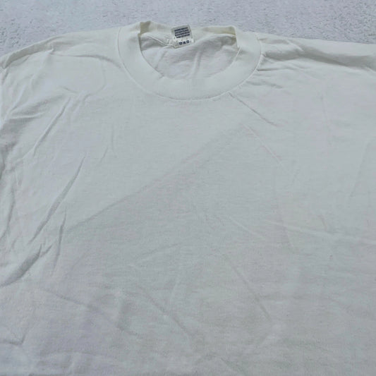 Vintage Blank White Jockey T-Shirt Mens M USA 100% Cotton Classic Crew Tee 90s