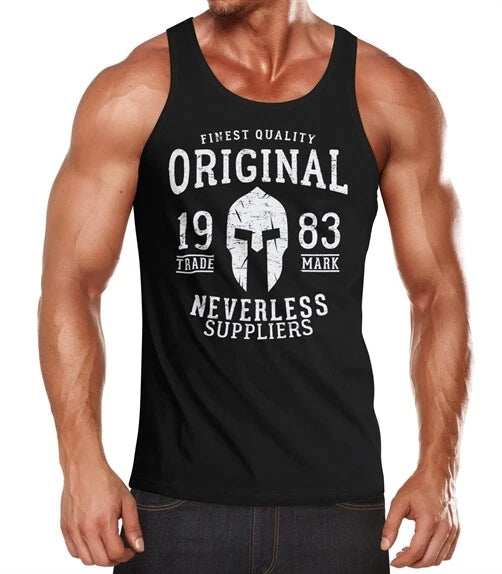 Mens Tank Top Original Gladiator Sparta Helmet Athletic Vintage Muscle Shirt