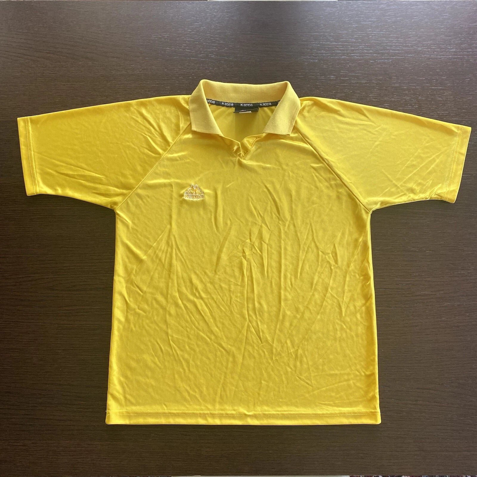 Vintage Kappa V Neck Soccer Futbol Jersey Yellow Small 90s Official Gara Pro