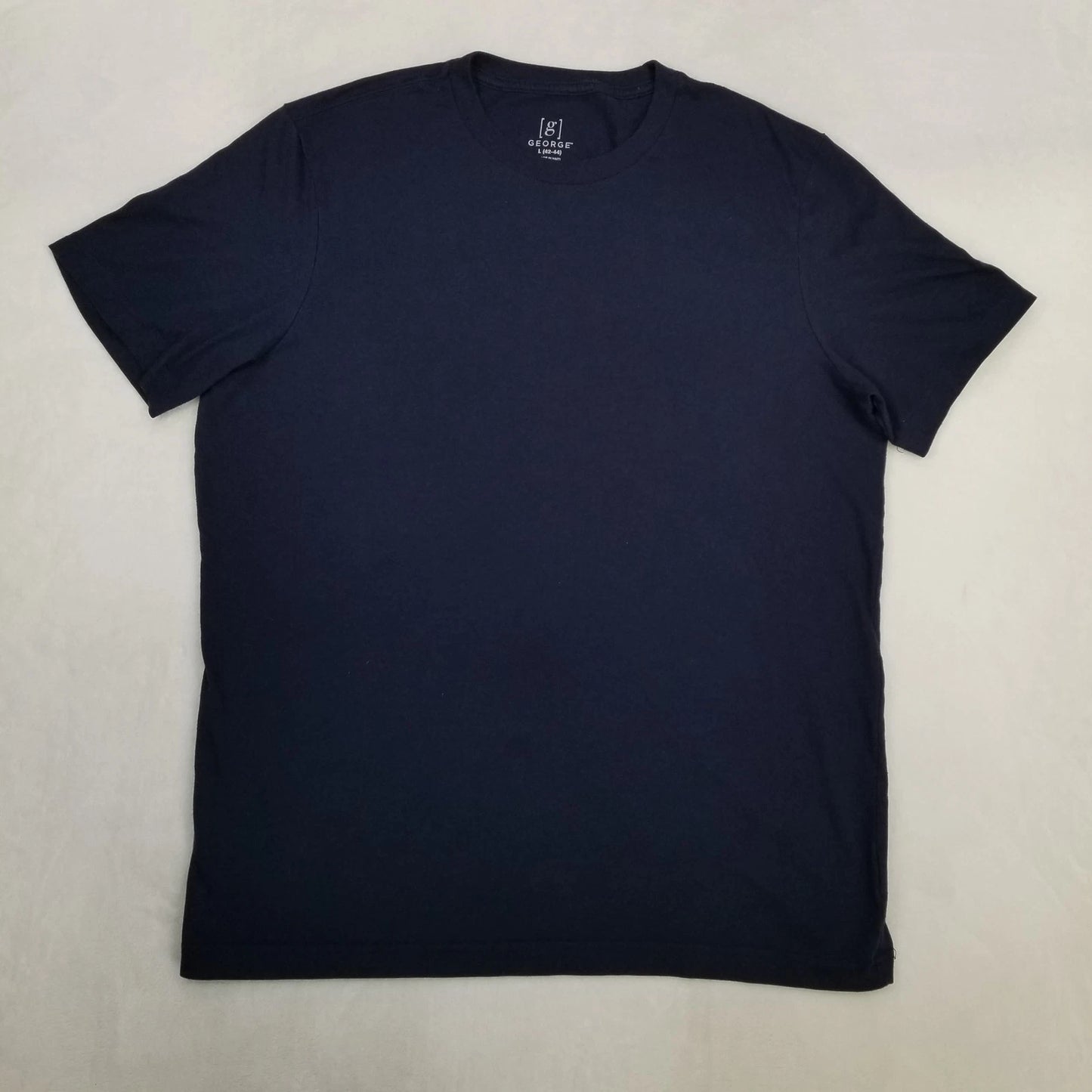 G George Navy Blue Basic Shirt Men's Large Short Sleeve Crew Neck Classic Casual