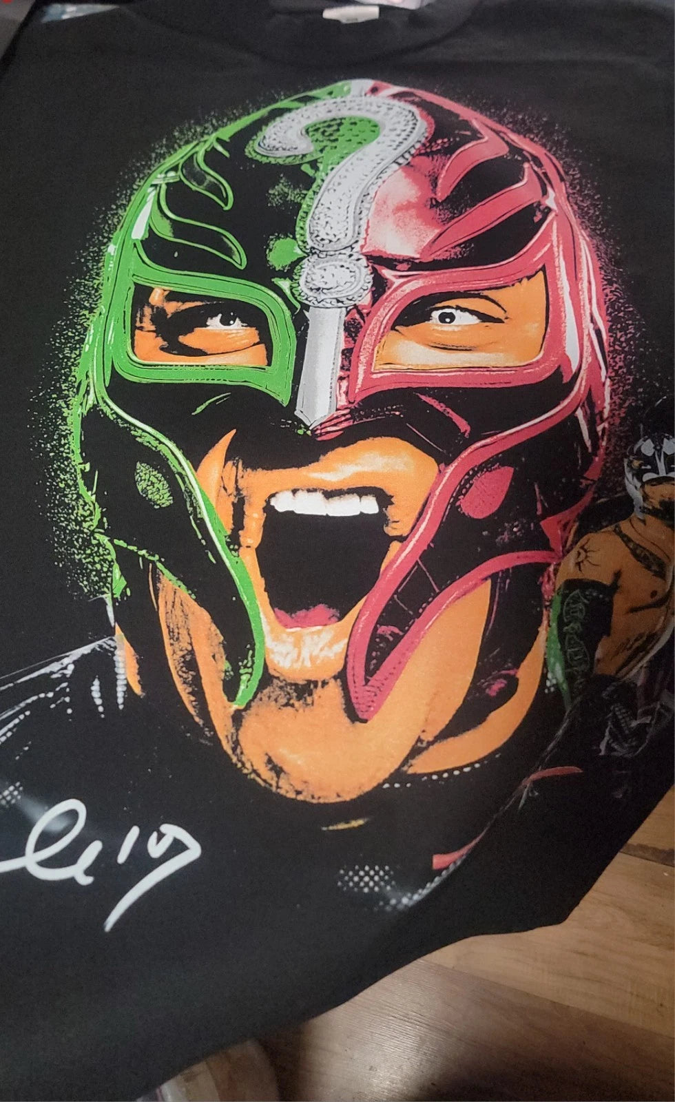 BIG FACE REY MYSTERIO ON A SHAKA HEAVYWEIGHT GARMET DYED T SHIRT "MODERN"