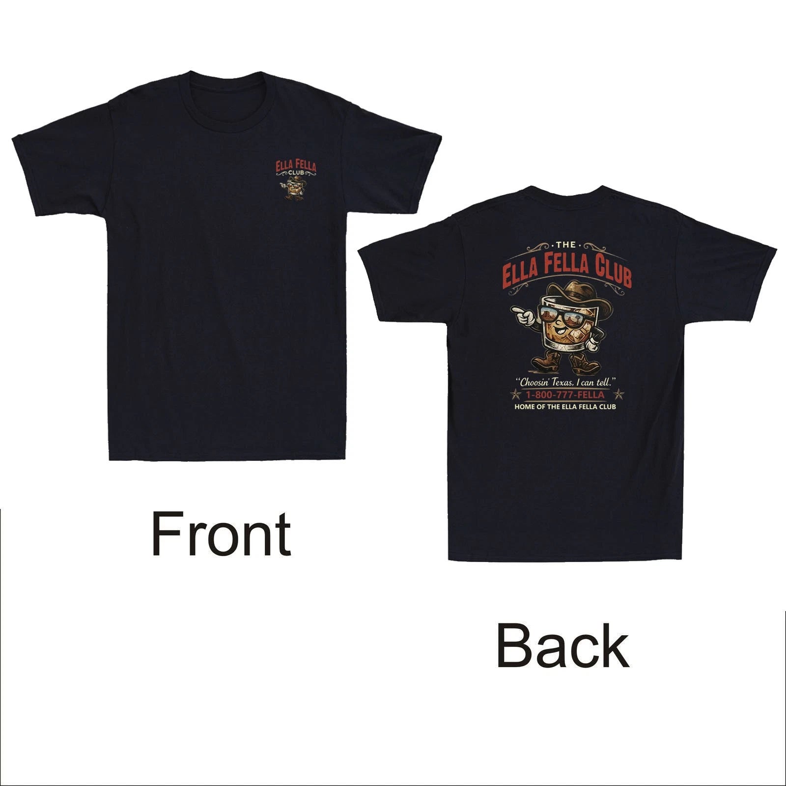 Ella Fella Club Cowboy Whiskey Western Country Funny Graphic Retro Men's T-Shirt