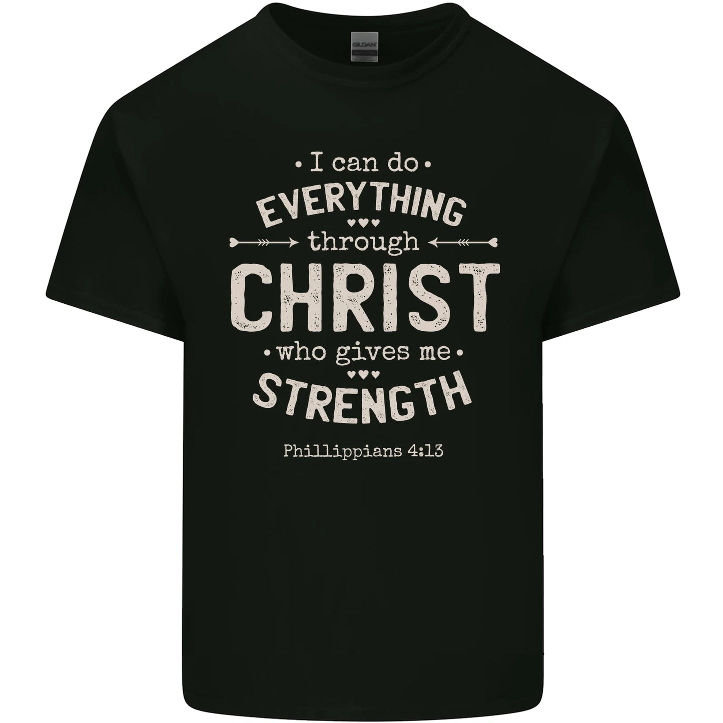 Christ Gives Me Strength Christian Jesus God Mens Cotton T-Shirt Tee Top
